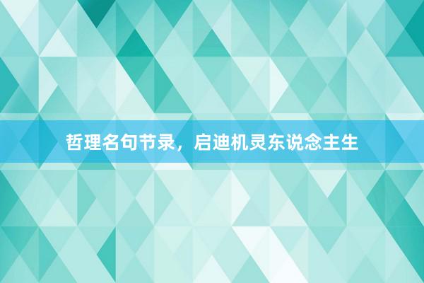 哲理名句节录,启迪机灵东说念主生