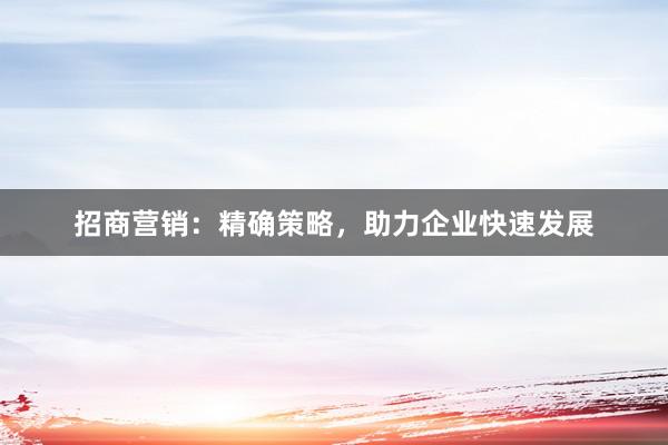 招商营销：精确策略，助力企业快速发展